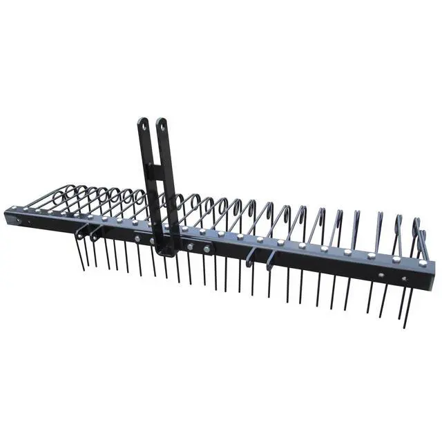 Alt view image 6 of 6 - Steel Spring Coil Tine Tow Behind Landscape Rake for Leaves, Pine Needles, Straw, and Grass with 3 Point Hitch Receiver Attachment, Black, 60 Inches