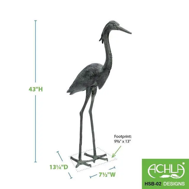 Alt view image 4 of 6 - Great Blue Heron Garden Statue