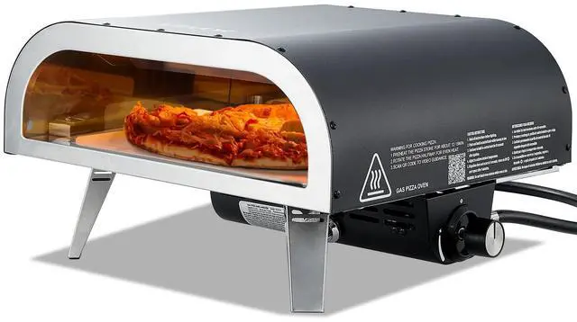 Main image of Propane Outdoor Pizza Oven, 12 Inch Gas Pizza Maker, Max 1000, Portable Outdoor Cooker with Thickened Pizza Stone, 3 Layers Pizza Oven for Outside Patio Camping & Backyard, Black