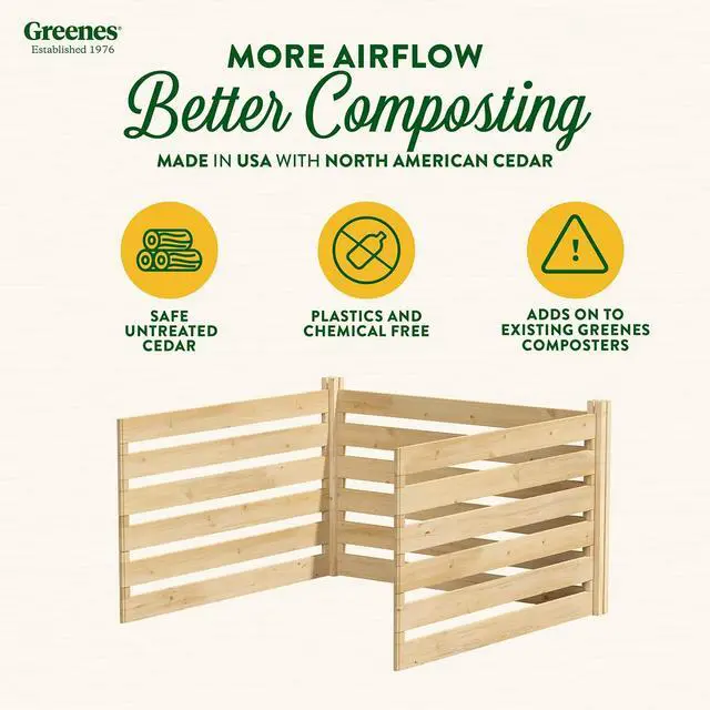 Alt view image 3 of 6 - Premium Cedar Wood Composter Add-On Kit, 36" L x 36" W x 31" H (3/4" Thick) / 173.92 gallons - Not for independent use; to be added on to RCCOMP36 - Made in USA with North American Cedar