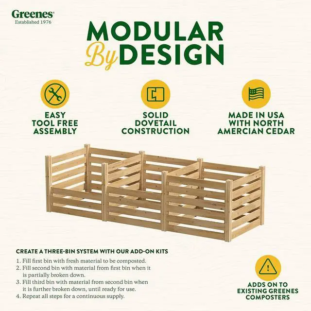 Alt view image 5 of 6 - Premium Cedar Wood Composter Add-On Kit, 36" L x 36" W x 31" H (3/4" Thick) / 173.92 gallons - Not for independent use; to be added on to RCCOMP36 - Made in USA with North American Cedar
