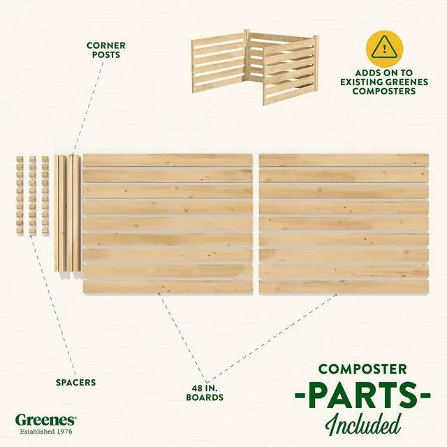 Alt view image 6 of 6 - Premium Cedar Wood Composter Add-On Kit, 36" L x 36" W x 31" H (3/4" Thick) / 173.92 gallons - Not for independent use; to be added on to RCCOMP36 - Made in USA with North American Cedar