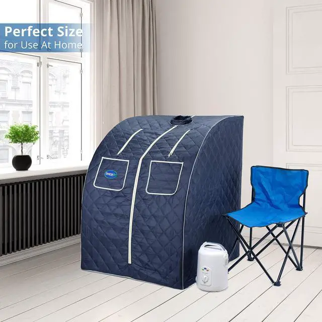 Alt view image 2 of 6 - Oversized Portable Personal Steam Sauna Spa with 800W Steam Generator (Satin Blue)