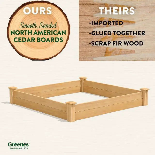 Alt view image 2 of 6 - Premium Cedar Raised Garden Bed, 4' x 4' x 7" (3/4" Thick) (3-Pack) - Made in USA with North American Cedar