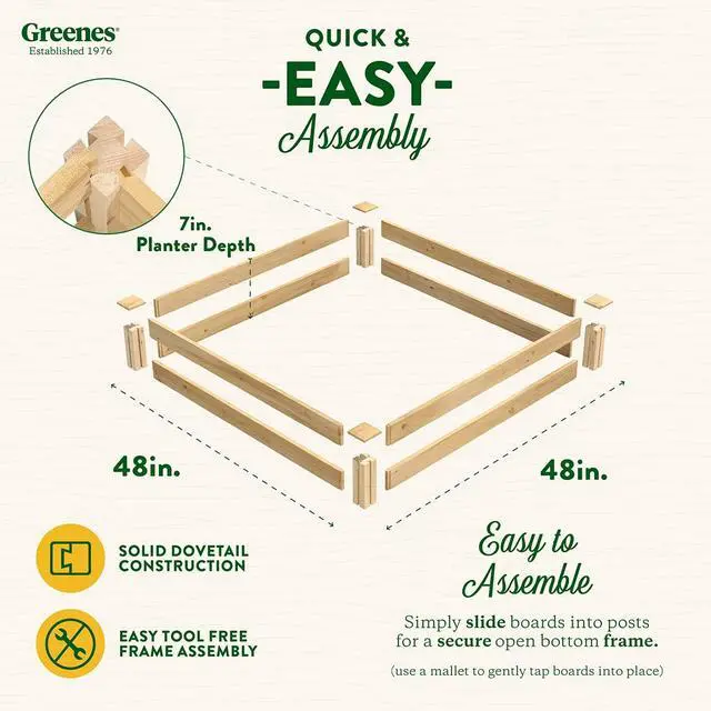 Alt view image 4 of 6 - Premium Cedar Raised Garden Bed, 4' x 4' x 7" (3/4" Thick) (3-Pack) - Made in USA with North American Cedar