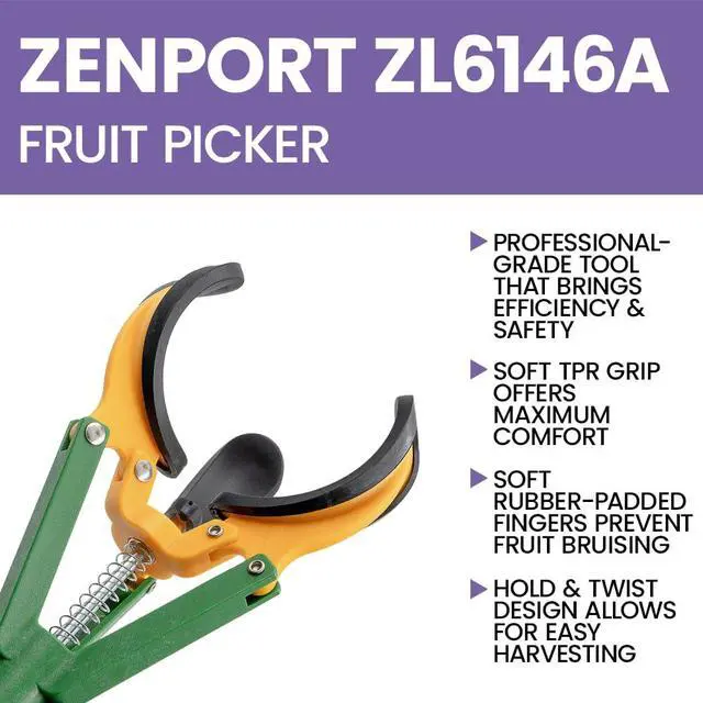 Alt view image 4 of 6 - ZL6146A Long Reach Telescopic Fruit Harvester and Picker, 6-Feet Extension, Gray