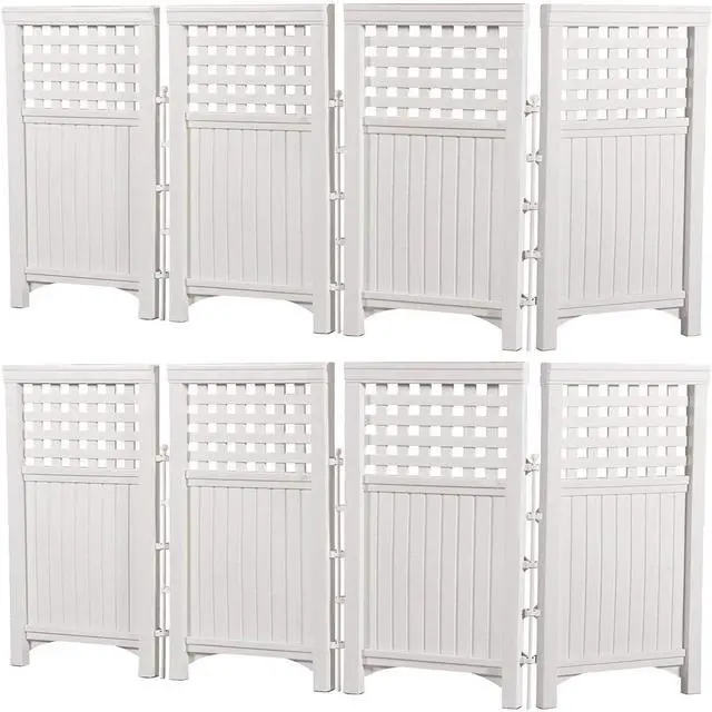 Main image of Outdoor Patio Garden 8 Panel Yard Screen Enclosure Gated Fence, White