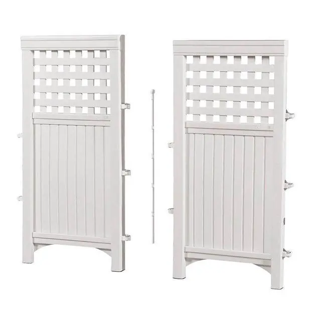 Alt view image 6 of 6 - Outdoor Patio Garden 8 Panel Yard Screen Enclosure Gated Fence, White