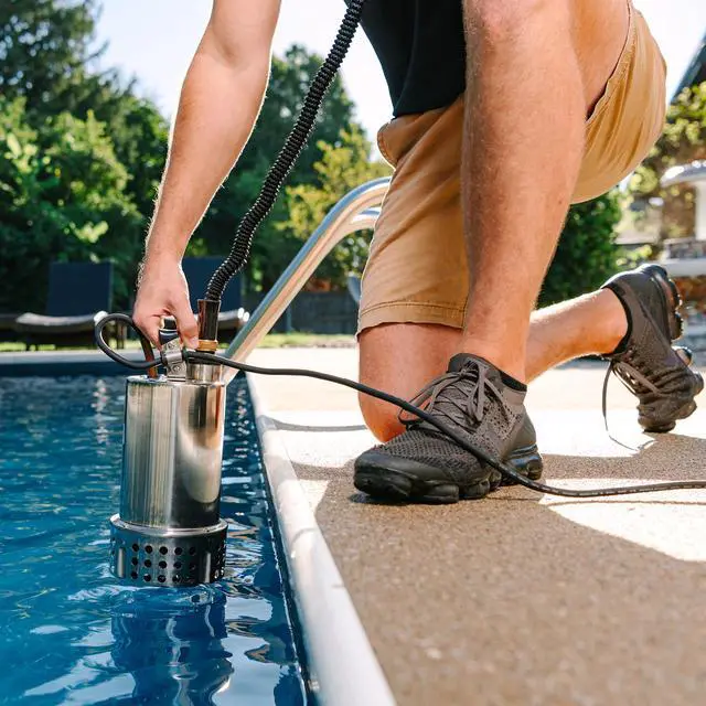 Alt view image 2 of 6 - MDP-1 115-Volt, 4260 GPH, 3/4 HP Manual Submersible Stainless Steel Main Drain Swimming Pool Utility Pump for Removing Standing Water, 25-ft Power Cord, Steel, 577306