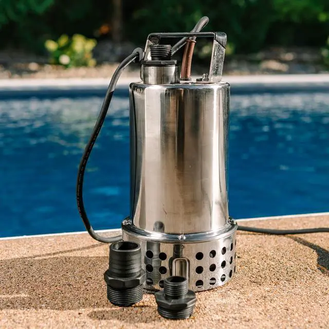 Alt view image 3 of 6 - MDP-1 115-Volt, 4260 GPH, 3/4 HP Manual Submersible Stainless Steel Main Drain Swimming Pool Utility Pump for Removing Standing Water, 25-ft Power Cord, Steel, 577306