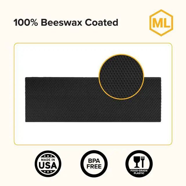 Alt view image 2 of 6 - 5 5/8" Waxed Black Rite-Cell Foundation Sheets, Made in the USA, BPA-Free, Food-Grade, Beeswax-Coated for Beehive Frames, Fits 6 5/8" Hive Bodies, Durable, Wax Moth Resistant, 100-Pack