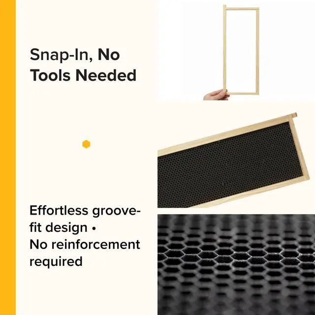 Alt view image 5 of 6 - 5 5/8" Waxed Black Rite-Cell Foundation Sheets, Made in the USA, BPA-Free, Food-Grade, Beeswax-Coated for Beehive Frames, Fits 6 5/8" Hive Bodies, Durable, Wax Moth Resistant, 100-Pack