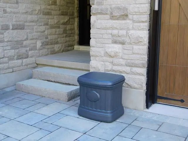 Alt view image 6 of 6 - 26 Gallon Ice Melt Outdoor Storage Bin Container for Sand, Salt, Gardening Supplies, Animal Bird, Bird Seed, and More, Granite Gray