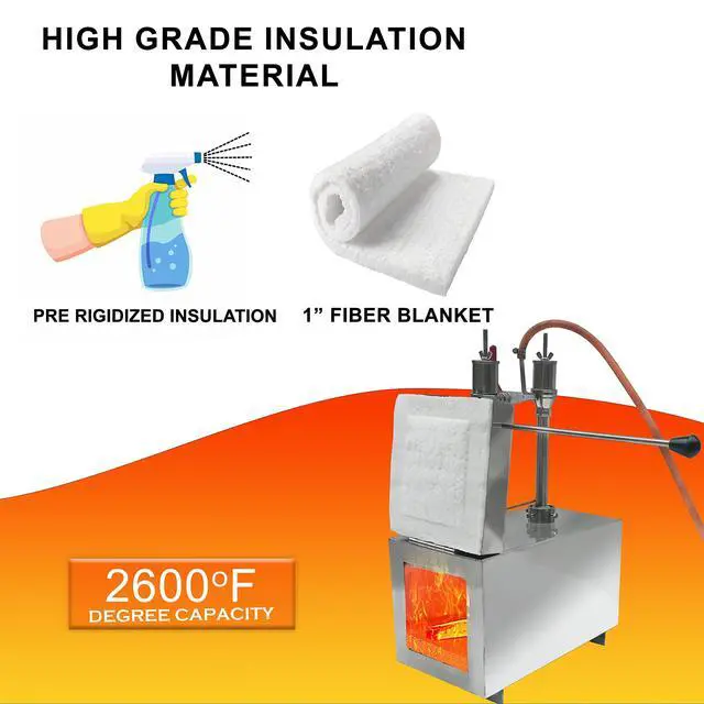 Alt view image 3 of 6 - Portable Propane Double Burner with One Side Door 2 x Insulation Knife and Tool Making Farrier Forge, Rectangle Shape