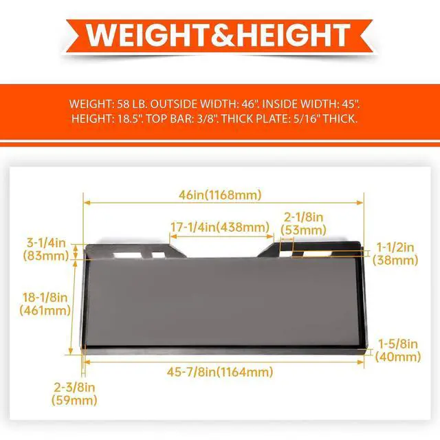 Alt view image 3 of 6 - 5/16" New Unpainted Steel Quick Tach Attachment Skid Steer Mount Plate Loader Bobcat Kubota