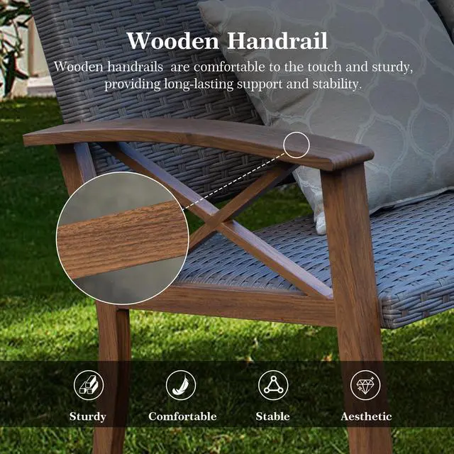 Alt view image 6 of 6 - Domi Aluminum Patio Furniture Set, 2-Piece Modern Conversation Set with Cotton Padding Backrests and Seats, Outdoor Loveseat Metal Sofa Set with 5.5 Inch Cushion and Coffee Table for Balcony, Garden