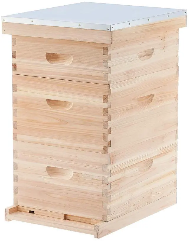Main image of Bee Hive Boxes Starter Kit, 3 Layer Bee House with 10 Medium and 20 Deep Frames & Foundations, Langstroth Beehive for Bee Keeping, Beekeeping Supplies with Plastic Queen Excluder and Nails