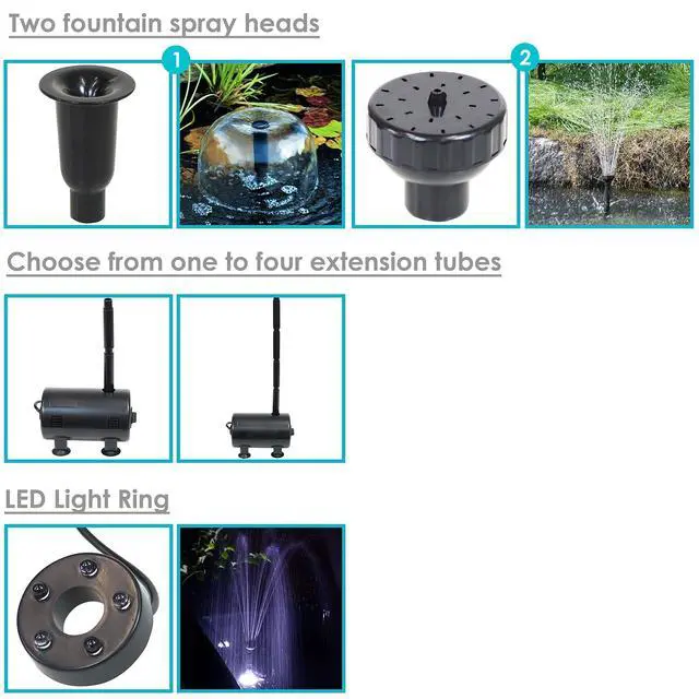 Alt view image 4 of 6 - Sunnydaze 132 GPH Outdoor Solar Pump and Panel Fountain Kit with Battery Pack and LED Light - 56-Inch Lift