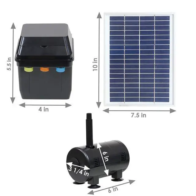 Alt view image 6 of 6 - Sunnydaze 132 GPH Outdoor Solar Pump and Panel Fountain Kit with Battery Pack and LED Light - 56-Inch Lift