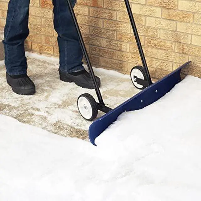 Alt view image 4 of 6 - 30SNC 36-inch Bi-Directional Wheeled Snow Shovel Pusher and Barn Shovel, 7.5" x 36 ", Blue