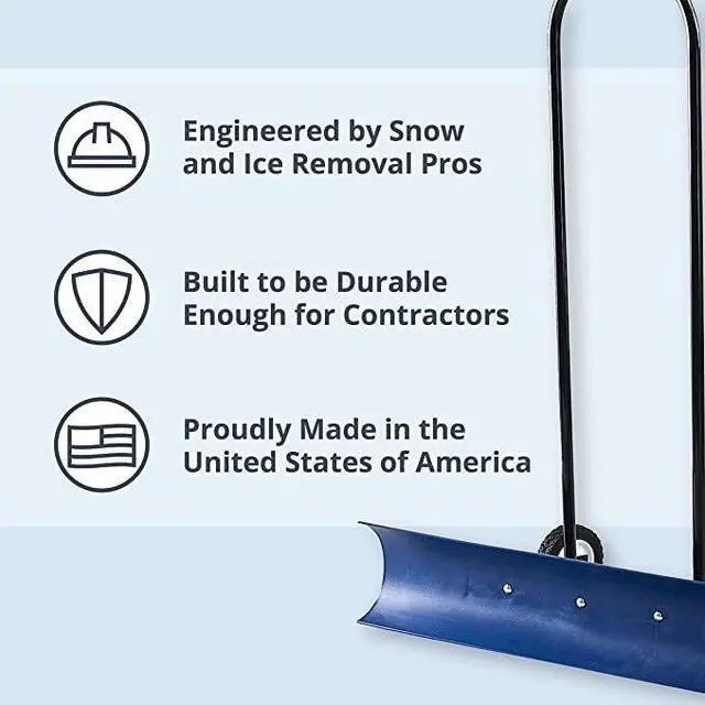 Alt view image 5 of 6 - 30SNC 36-inch Bi-Directional Wheeled Snow Shovel Pusher and Barn Shovel, 7.5" x 36 ", Blue