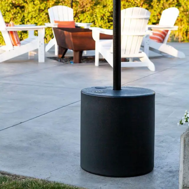 Alt view image 4 of 6 - Outdoor String Light Pole Stand - 9.5 Feet, Black, Heavy-Duty with Freestanding Tank Base for Grass, Patio, Deck, Events