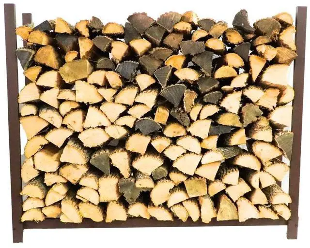 Main image of 4-Foot Brown Firewood Rack Made in USA 1/4 Cord Raised Lumber Storage Rack Keeps Wood Dry & Ready Heavy-Duty Steel, Structural (Without Cover)