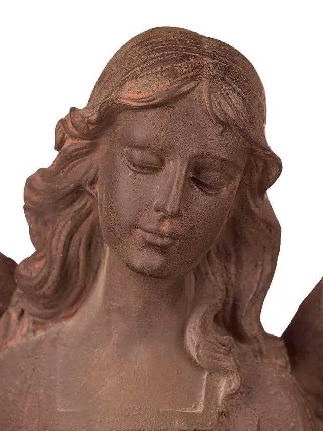 Alt view image 3 of 6 - Large Tall English Tudor Angel Garden Statue Sculpture Catholic Religious Holy Decor Outdoor Garden Front Porch Patio Yard Outside Home House Iron Rust Finish Resin 41 1/2" High