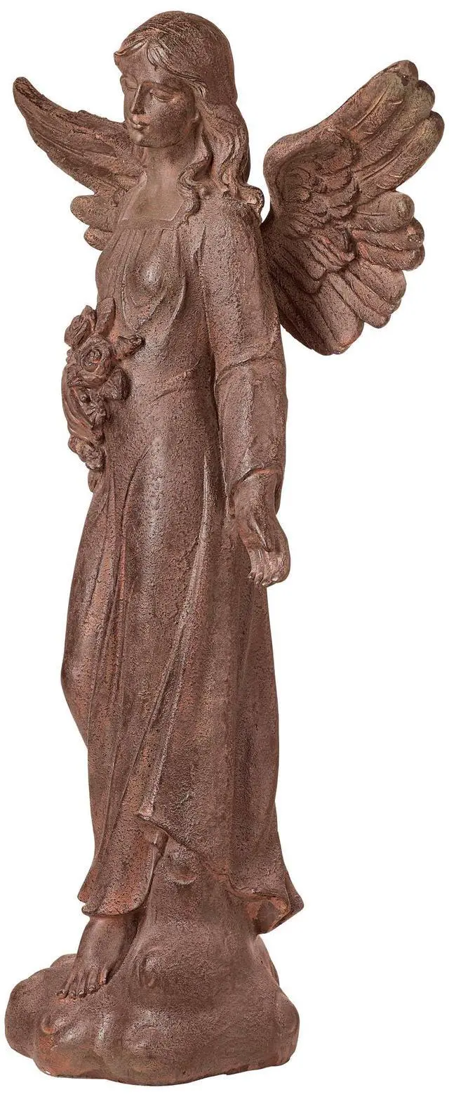 Alt view image 6 of 6 - Large Tall English Tudor Angel Garden Statue Sculpture Catholic Religious Holy Decor Outdoor Garden Front Porch Patio Yard Outside Home House Iron Rust Finish Resin 41 1/2" High