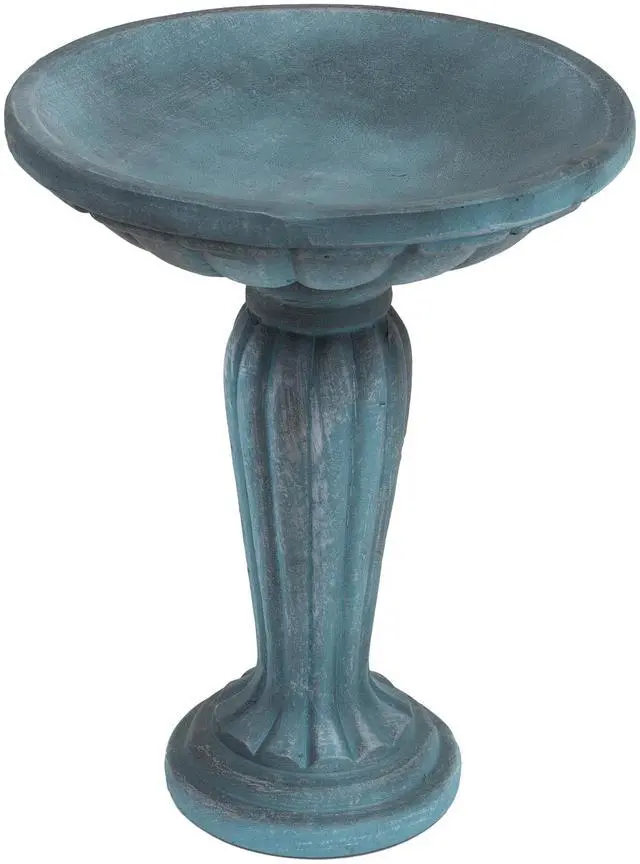 Main image of Sunnydaze 20.25 H Concrete Bird Bath for Outdoors - Grecian Column Pedestal Bird Bath with Glass Fiber Reinforced Concrete Construction - Patina Green