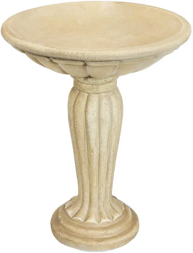 Main image of Sunnydaze 20.25 H Concrete Bird Bath for Outdoors - Grecian Column Pedestal Bird Bath with Glass Fiber Reinforced Concrete Construction Antique White