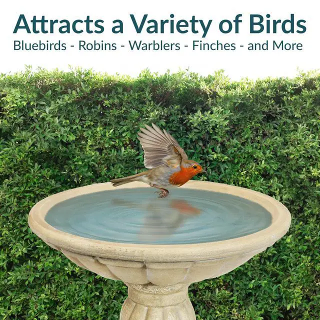 Alt view image 3 of 6 - Sunnydaze 20.25 H Concrete Bird Bath for Outdoors - Grecian Column Pedestal Bird Bath with Glass Fiber Reinforced Concrete Construction Antique White