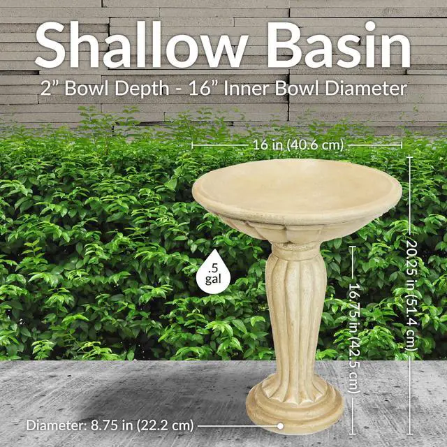Alt view image 5 of 6 - Sunnydaze 20.25 H Concrete Bird Bath for Outdoors - Grecian Column Pedestal Bird Bath with Glass Fiber Reinforced Concrete Construction Antique White