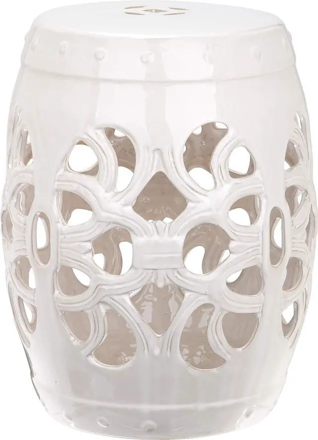 Main image of Furniture - Imperial Vine Decorative Garden Stool - Antique White - Ceramic - Artisan Hand-Painted Design - Ideal for Living Room, Patio, Garden - Fully Assembled (ACS4539A)