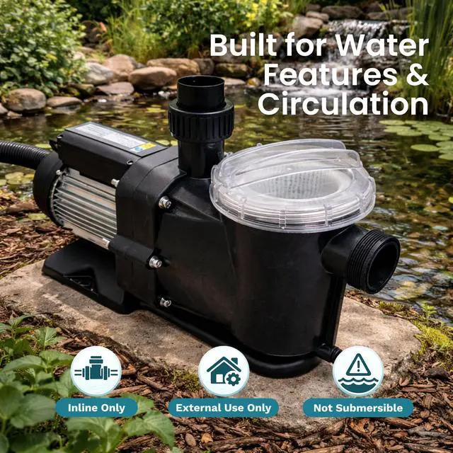 Alt view image 4 of 6 - HALF OFF PONDS 1/3HP 2000 GPH Above Ground Pool Pump with Strainer Basket Energy Efficient Inline Water Pump for Swimming Pools, Spas, Waterfalls, Ponds, 120V