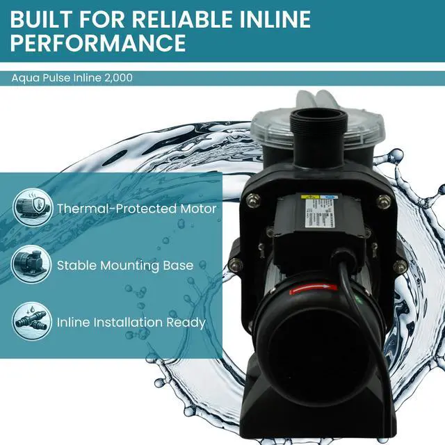 Alt view image 5 of 6 - HALF OFF PONDS 1/3HP 2000 GPH Above Ground Pool Pump with Strainer Basket Energy Efficient Inline Water Pump for Swimming Pools, Spas, Waterfalls, Ponds, 120V