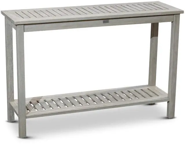 Main image of Outdoor Living Eucalyptus Wood Console Table, Two-Shelf Outdoor Buffet, Driftwood Gray Weather-Resistant Finish
