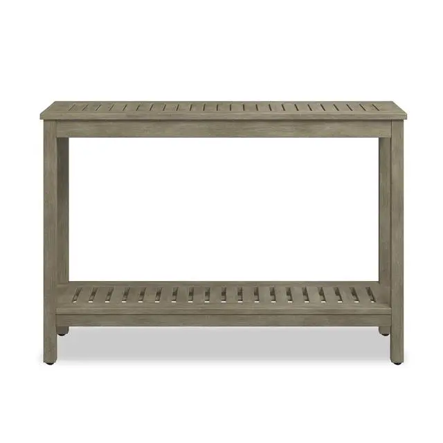 Alt view image 4 of 6 - Outdoor Living Eucalyptus Wood Console Table, Two-Shelf Outdoor Buffet, Driftwood Gray Weather-Resistant Finish