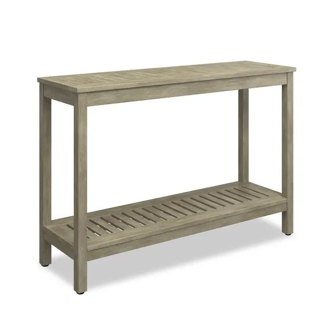 Alt view image 5 of 6 - Outdoor Living Eucalyptus Wood Console Table, Two-Shelf Outdoor Buffet, Driftwood Gray Weather-Resistant Finish