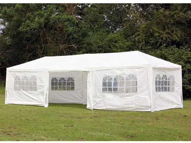Main image of 10 x 30 Foot White Party Tent Gazebo Canopy with Sidewalls