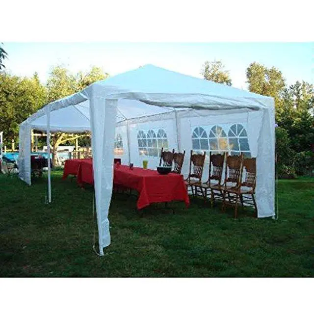 Alt view image 2 of 5 - 10 x 30 Foot White Party Tent Gazebo Canopy with Sidewalls