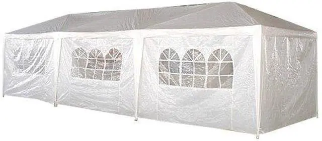 Alt view image 4 of 5 - 10 x 30 Foot White Party Tent Gazebo Canopy with Sidewalls