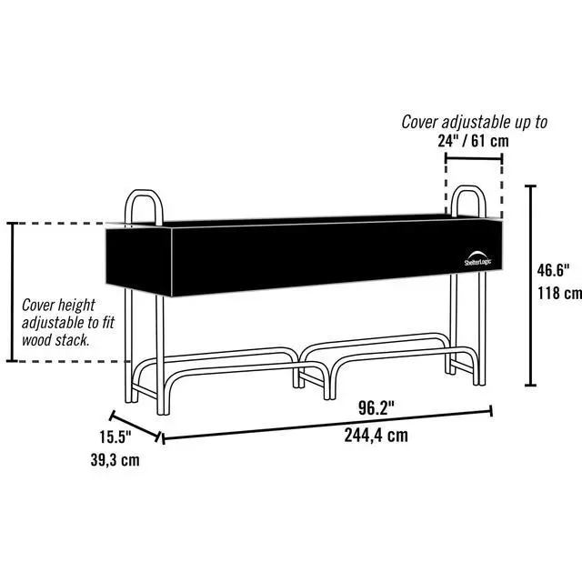 Alt view image 3 of 6 - 8' Adjustable Heavy Duty Outdoor Firewood Rack with Steel Frame Construction and Water-Resistant Cover