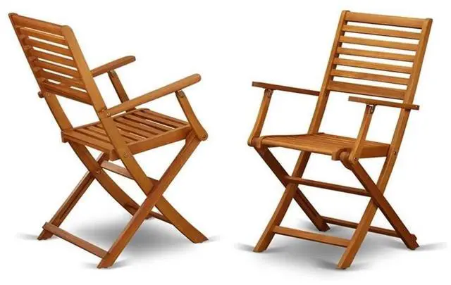 Main image of BBSCANA Beasley Folding Patio Dining Chairs With Arm Rest - Acacia Wood, Set of 2, Natural Oil