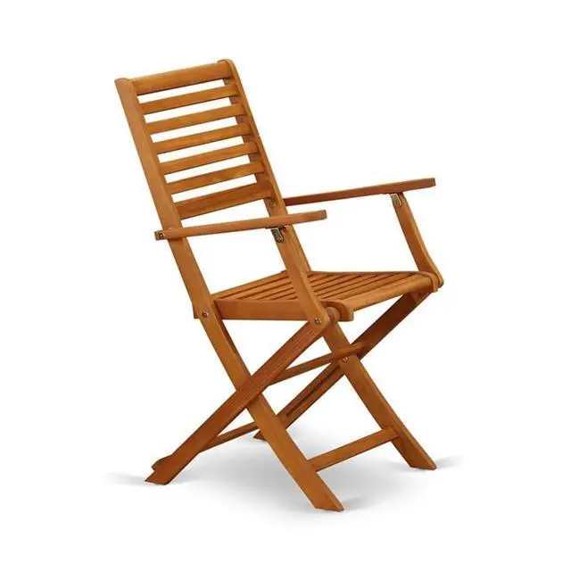 Alt view image 4 of 6 - BBSCANA Beasley Folding Patio Dining Chairs With Arm Rest - Acacia Wood, Set of 2, Natural Oil