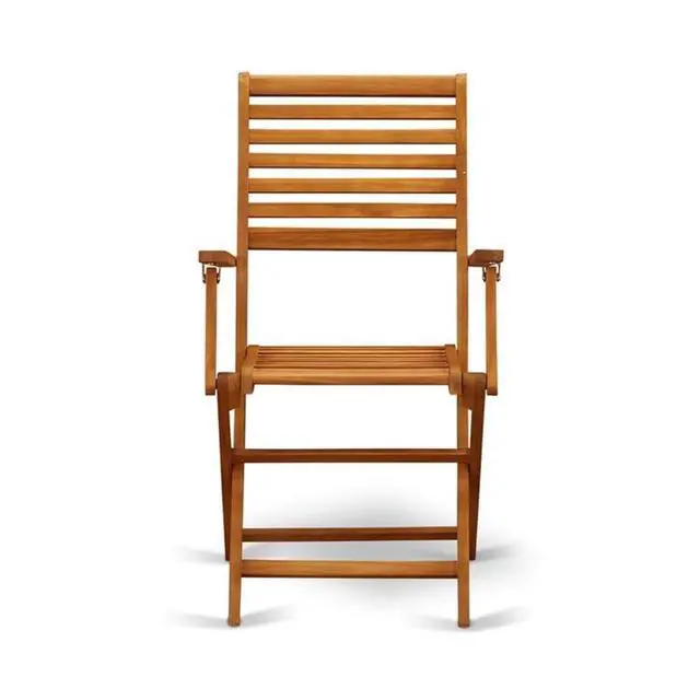 Alt view image 5 of 6 - BBSCANA Beasley Folding Patio Dining Chairs With Arm Rest - Acacia Wood, Set of 2, Natural Oil