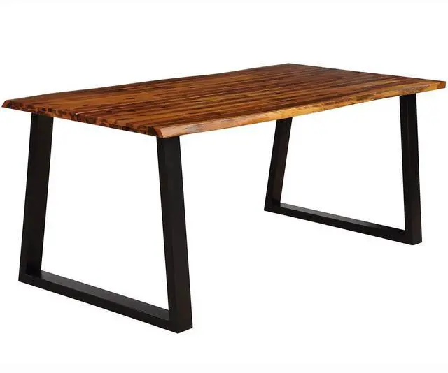 Main image of Rectangular Acacia Wood Dining Table Rustic Indoor & Outdoor Furniture (Rustic Brown&Black)