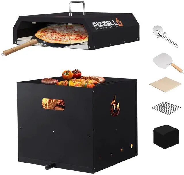 Main image of 4-in-1 Outdoor Pizza Oven 16" Wood Fired Outside Oven 2-Layer Detachable Pizza Maker with Pizza Stone, Pizza Peel, Cover, Cooking Grill Grate, Gusto