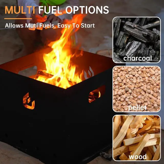 Alt view image 6 of 6 - 4-in-1 Outdoor Pizza Oven 16" Wood Fired Outside Oven 2-Layer Detachable Pizza Maker with Pizza Stone, Pizza Peel, Cover, Cooking Grill Grate, Gusto