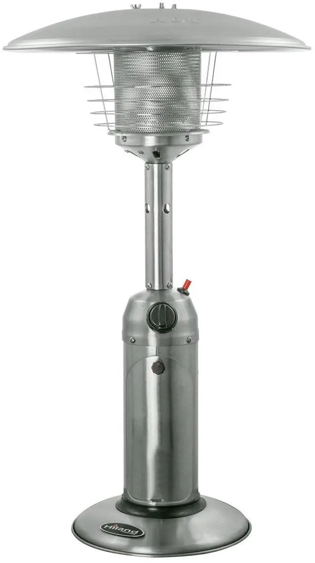 Main image of HLDS032-B Portable Table Top Patio Heater, 11,000 BTU, Use 1lb or 20Lb Propane Tank, Stainless Finish